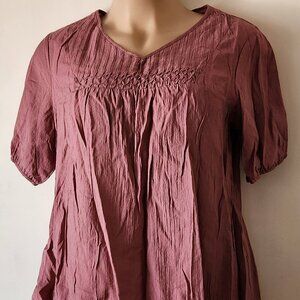Shein Curve top sz 0X raspberry top smocking GUC